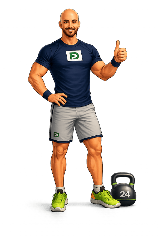 Fit Drugar AI trener maskota sa kettlebell-om
